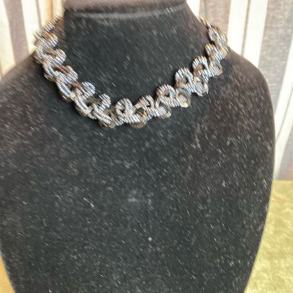 #405 Sapphire and Black Braided Bead Choker - Picture 7 of 7